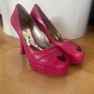 Elegant Pink Peep-Toe Heels